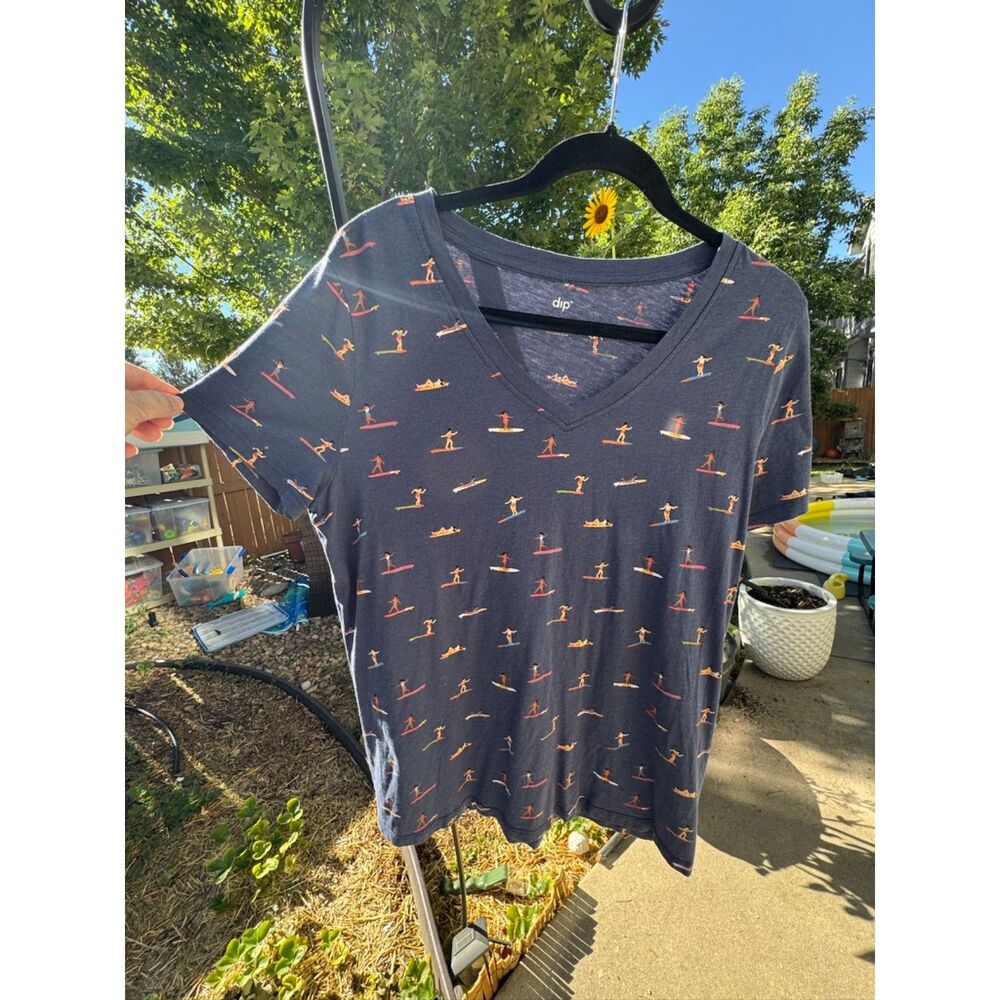 Dip Pull-Over T-Shirt Surfboard Woman Motif Blue Short Sleeve L